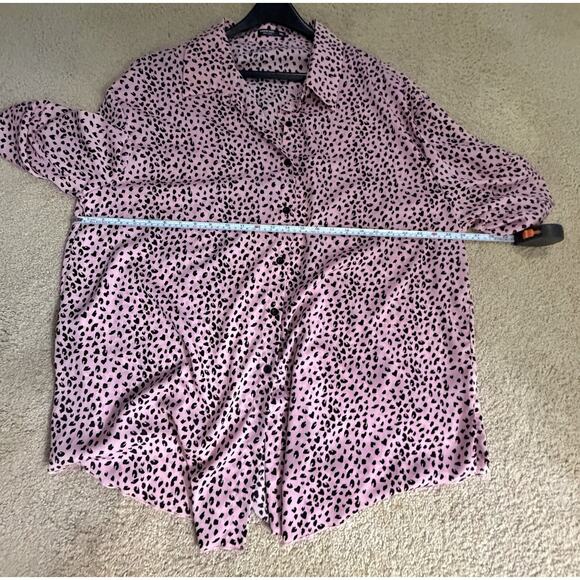 Women’s SHEIN Curve Pink & Black Animal Print Button-Up Blouse - Size 3X - Picture 7 of 9
